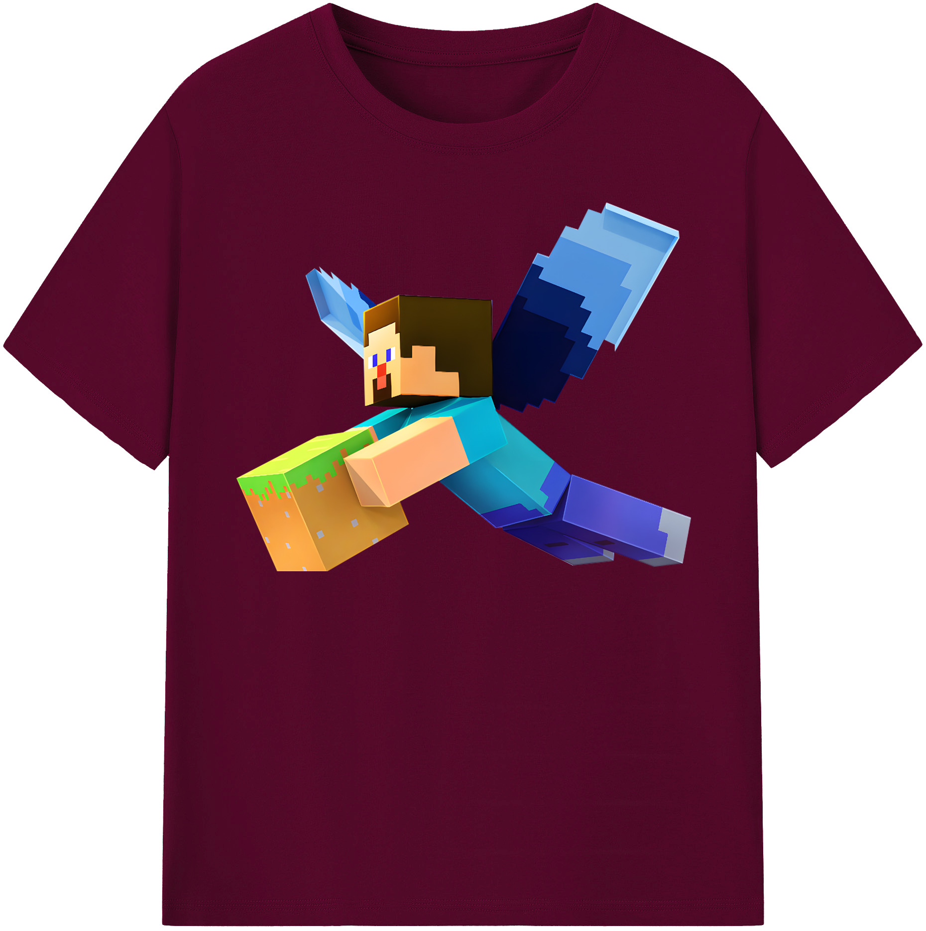 （画像用） マインクラフト ブロックの世界 Minecraft MC Block world レディースカジュアルプリントTシャツ（綿100％）